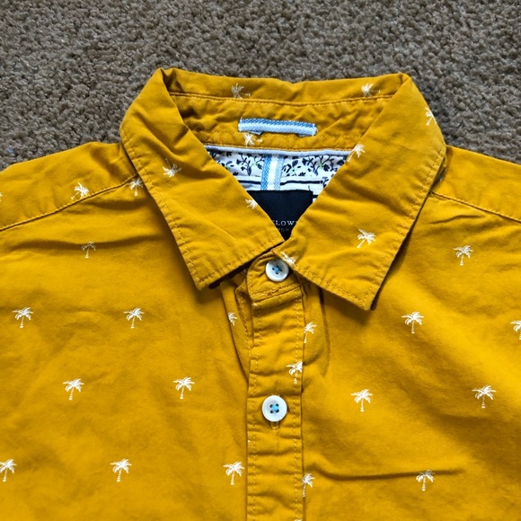 Denim & Flower men’s casual button down shirt medium short sleeve mustard yellow - Picture 5 of 10